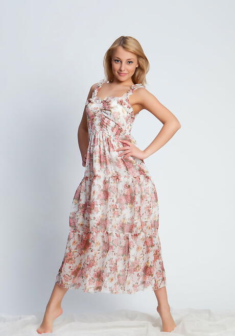 Very attractive blond youthful Nikia A exhibits her ass and shaved pussy outdoor